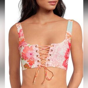 NWT Maaji
Dazzle Floral Groove Reversible Lace Up Bralette Swim Top